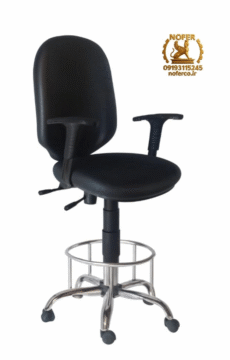 صندلی تحویل داری k522 رکابدار , صندلی گردان کانتر , صندلی کانتر , صندلی پیشخوان اداری ,