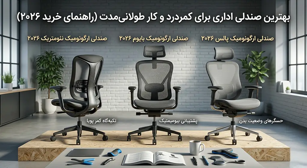 سه عدد صندلی چرخ دار برای کار طولانی مدت و کمردرد
