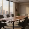 میز کنفرانس داخل یک اتاق با چند صندلی