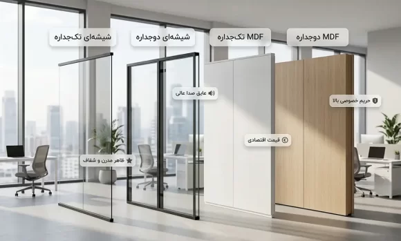 نمونه پارتیشن دوجداره پارتیشن mdf پارتیشن شیشه ای